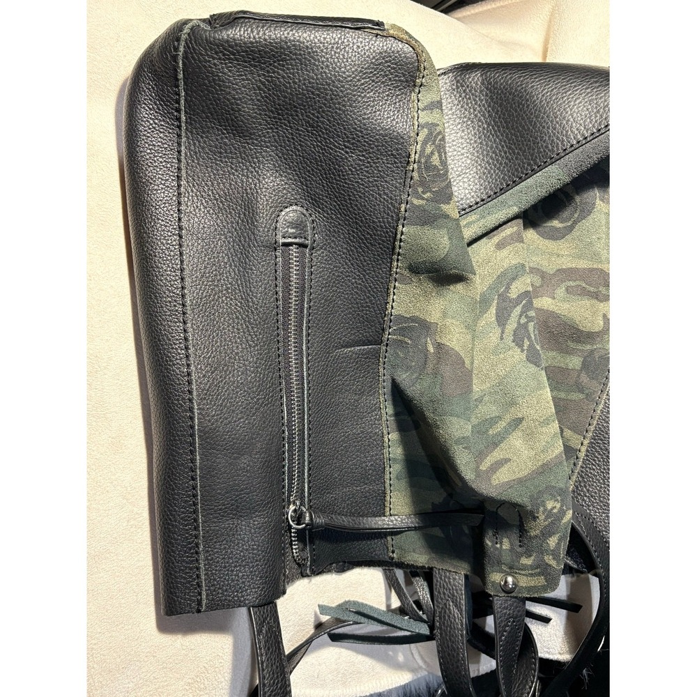 Sanctuary Black Leather Camo‎ Rose Tote Bag with Side Zips - Picture 6 of 7